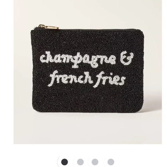 kate spade Handbags - Kate Spade New York x Target Champagne and French Fries Black Beaded Clutch